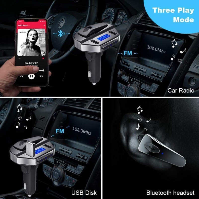 Bluetooth Φορτιστής Αυτοκίνητου 2 USB - Hands Free Car Kit FM 